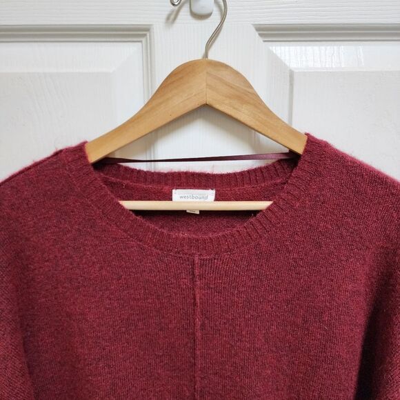 Westbound Sweater Womens M Red Wool Blend Tunic Oversized Crew Long Sleeve Soft - Picture 3 of 9